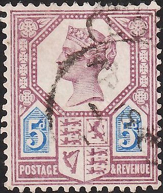 Великобритания 1888 год . Королева Виктория . 005 p. Каталог 15 фунтов . (8) 